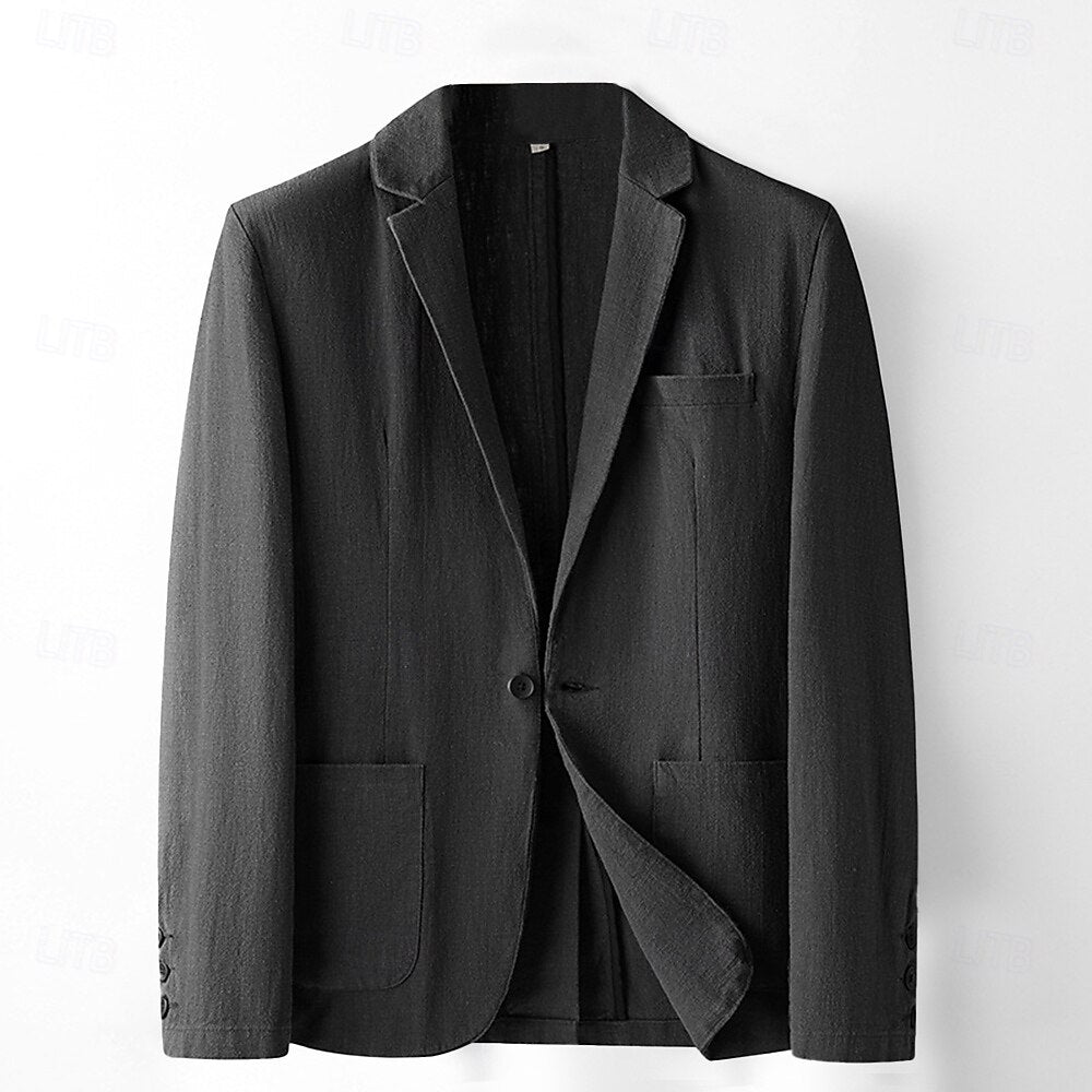 Tailored Linen-Cotton  Blazer - oukumen