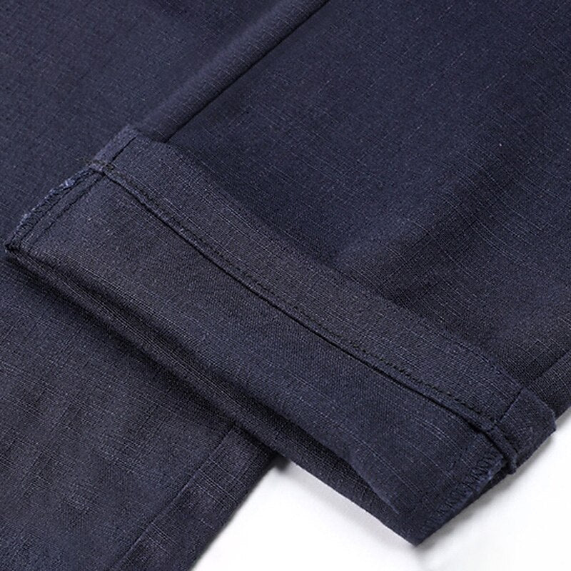 Cotton-Linen Drawstring Pants - oukumen