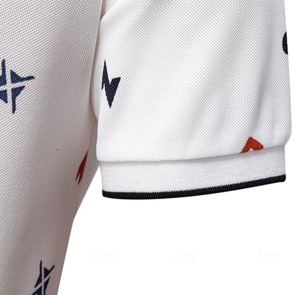 Printed Short-Sleeve Polo - oukumen