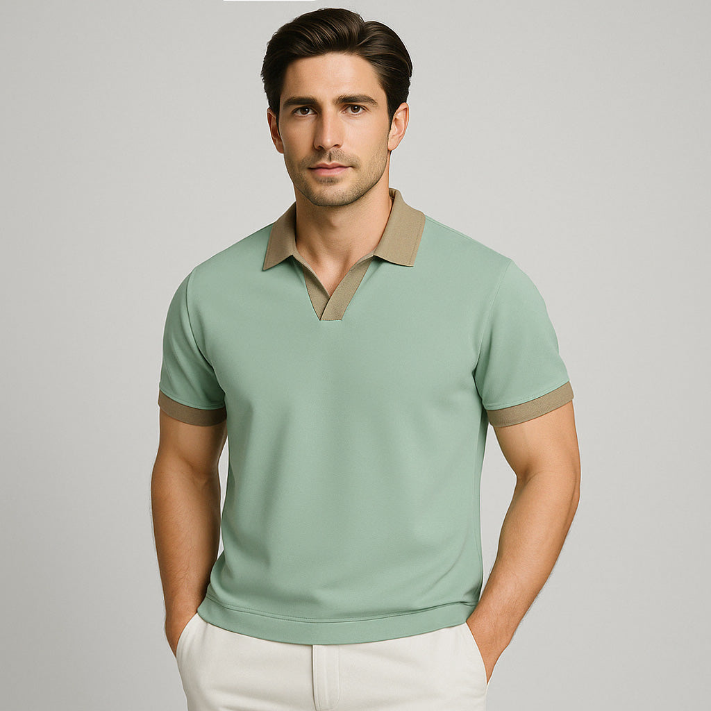 100% Cotton Colorblock Performance Polo - oukumen