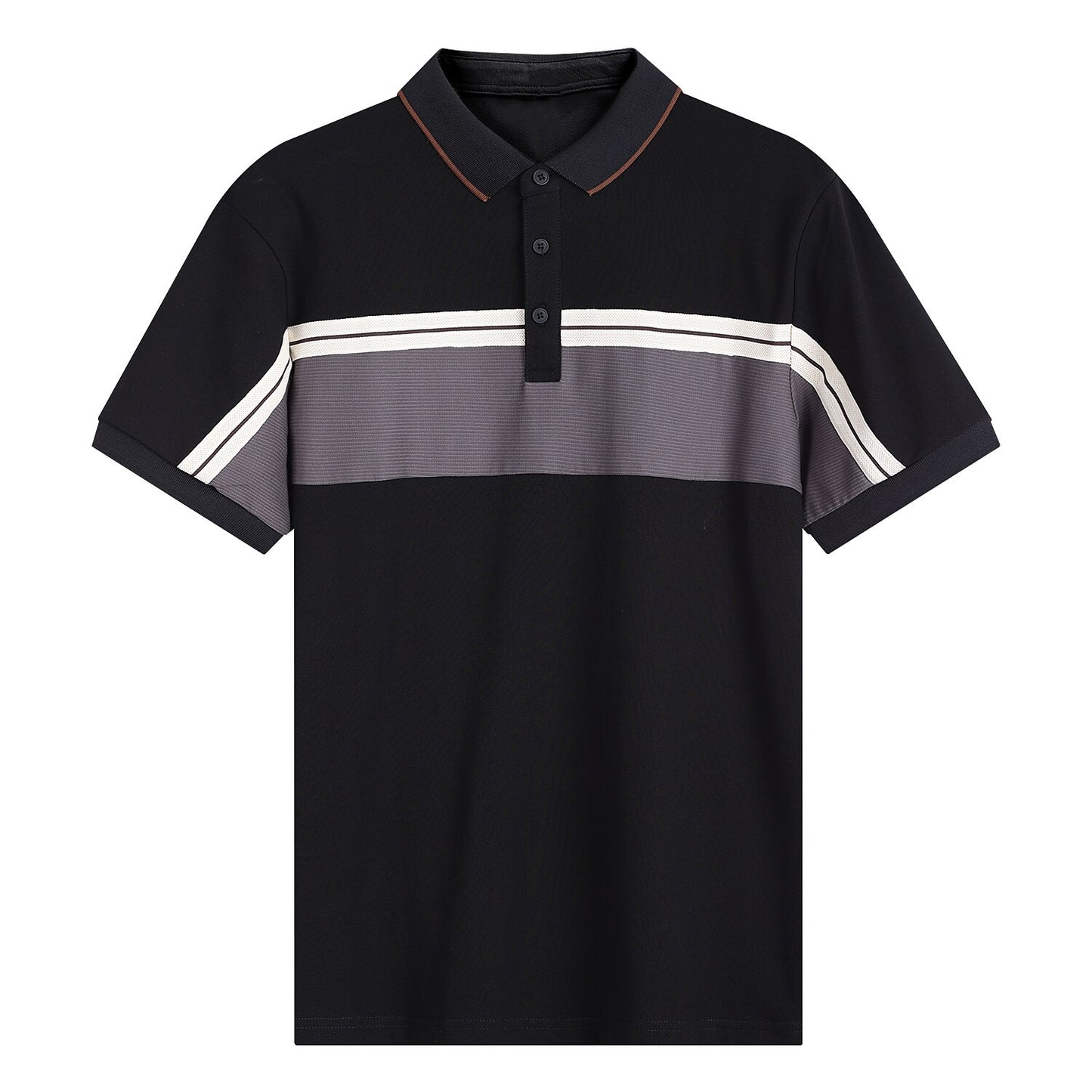 Cotton Blend Casual Colorblock Polo Shirt - oukumen