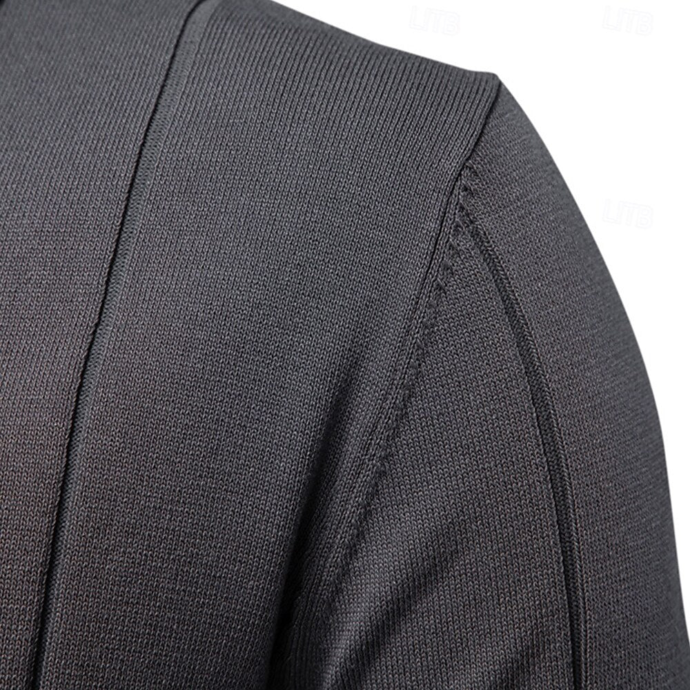 Classic Texture Knit Quarter-Zip Polo - oukumen