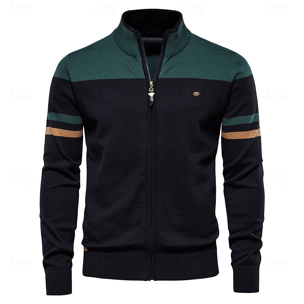 Cardigan Sweater Zipper Standing Collar Knitwear - oukumen