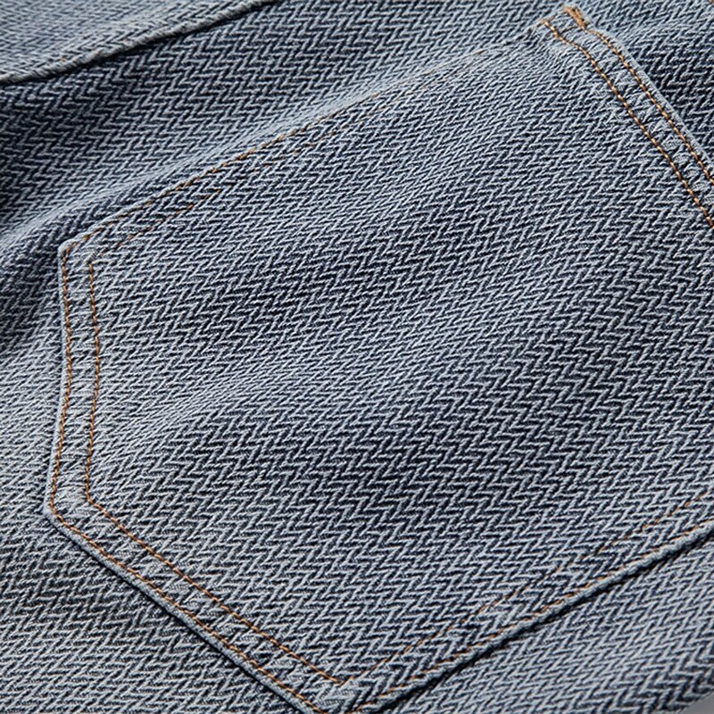 Knee-Length Texture Jean Shorts - oukumen
