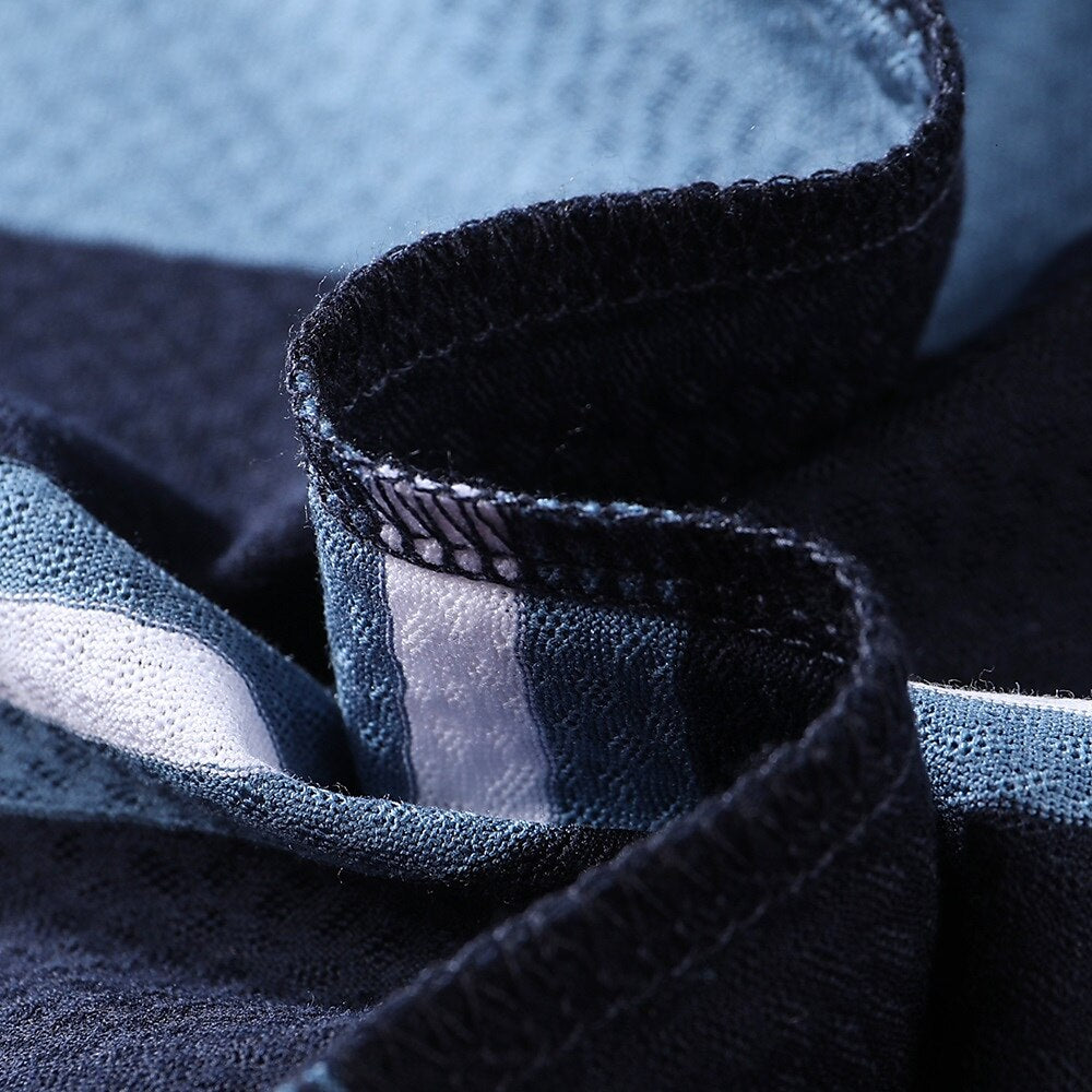 Premium Silk-Blend Striped Polo Shirt - oukumen