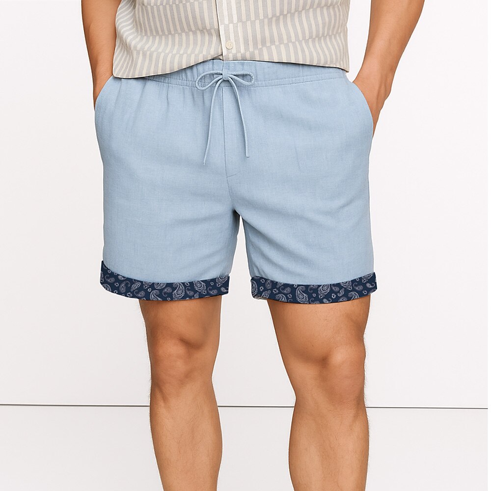 Cotton Linen Blend Shorts - oukumen