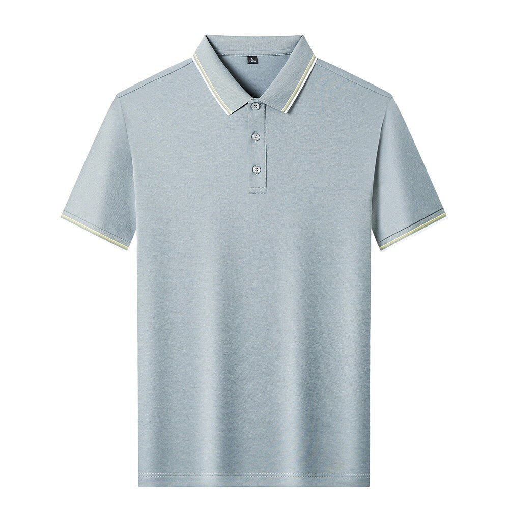 Silk Blend Lapel Contrast Trim Polo