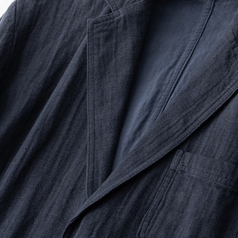 Relaxed 100% Linen Blazer - oukumen