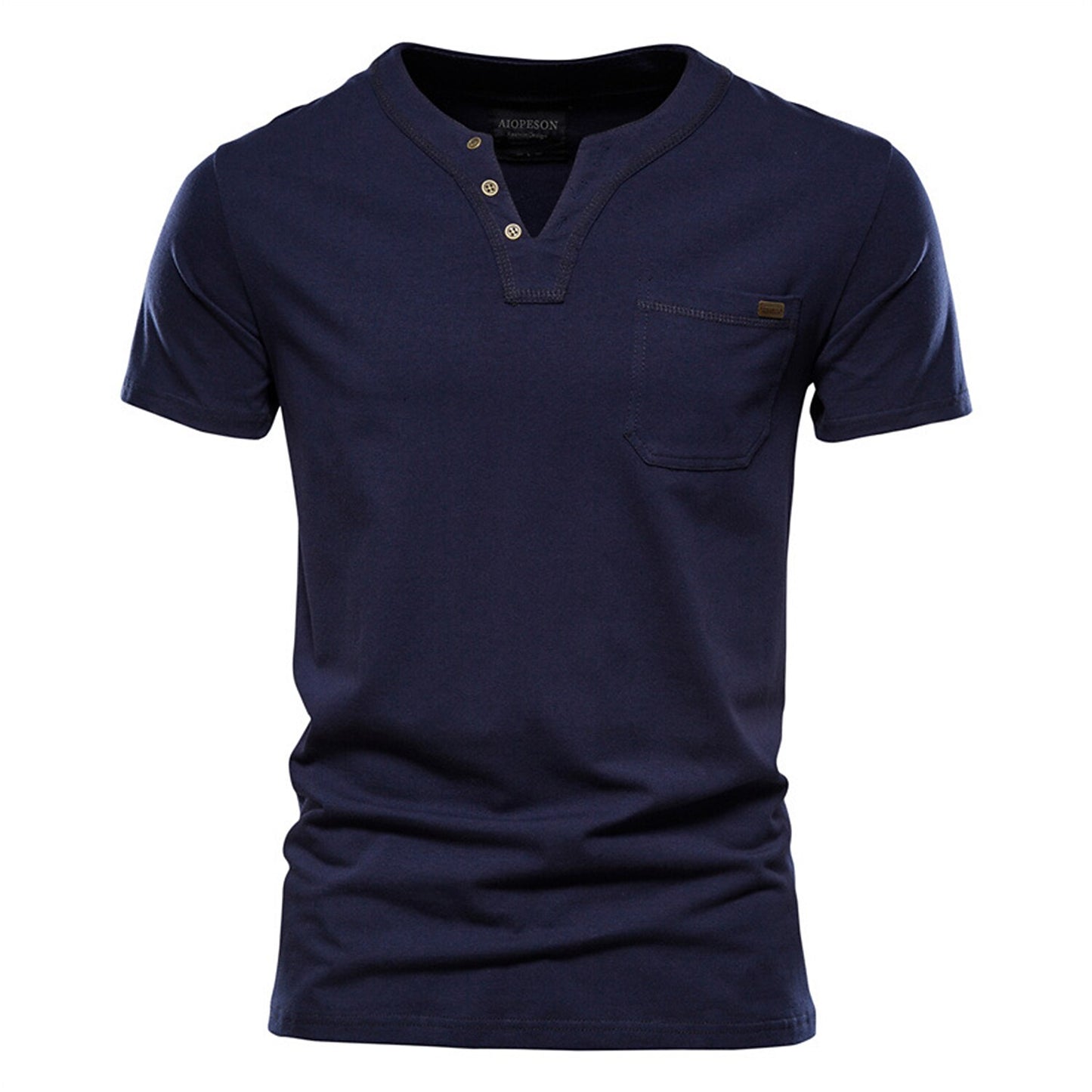 100% Cotton V-Neck Pocket T-Shirt - oukumen