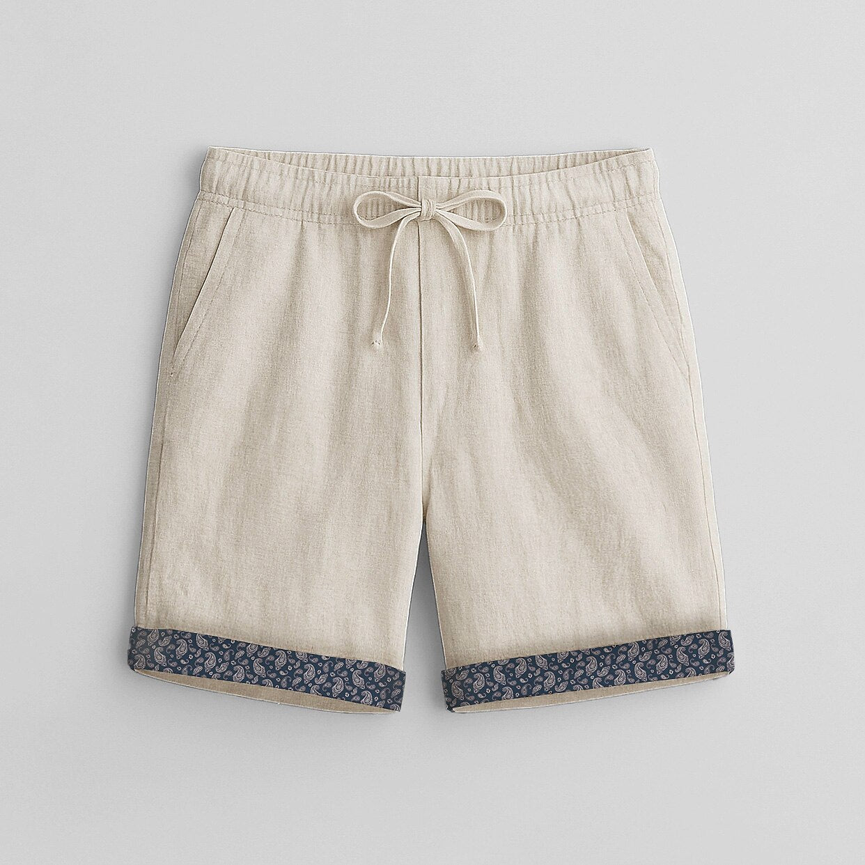 Cotton Linen Blend Shorts - oukumen