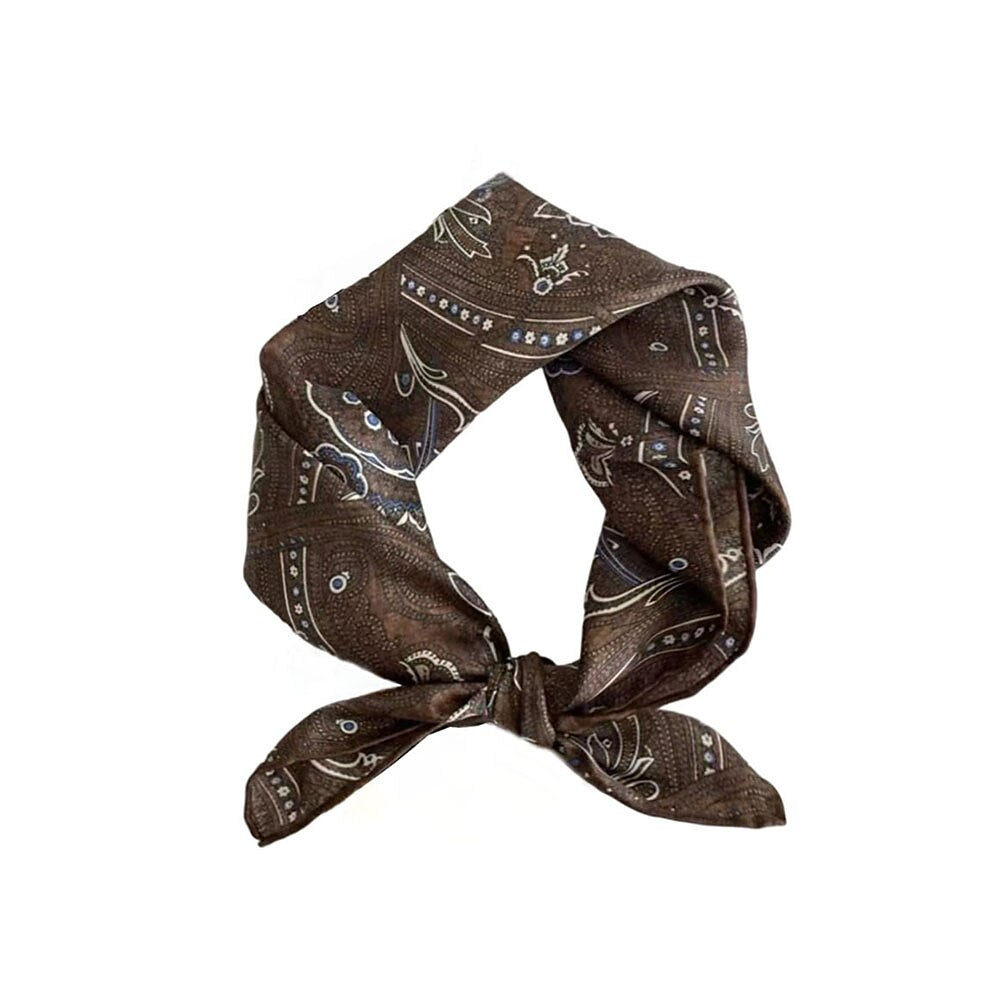 100% Silk Cashew Pattern Square Scarf - oukumen