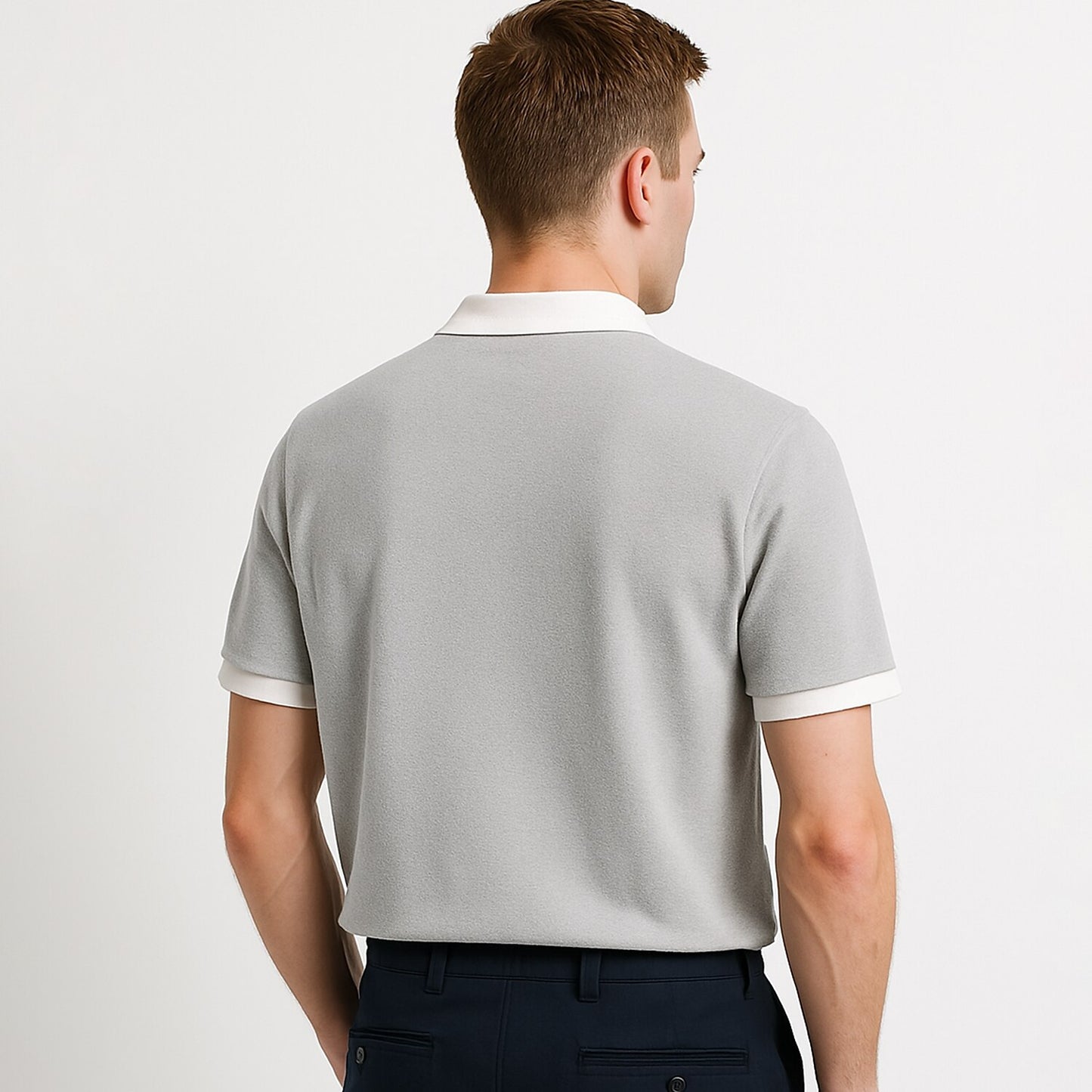 Refined Knit Zip Polo Shirt - oukumen