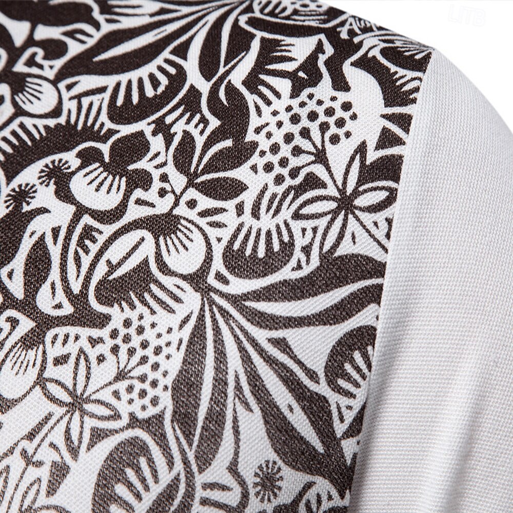 Floral Print Knit Polo Sweater - oukumen