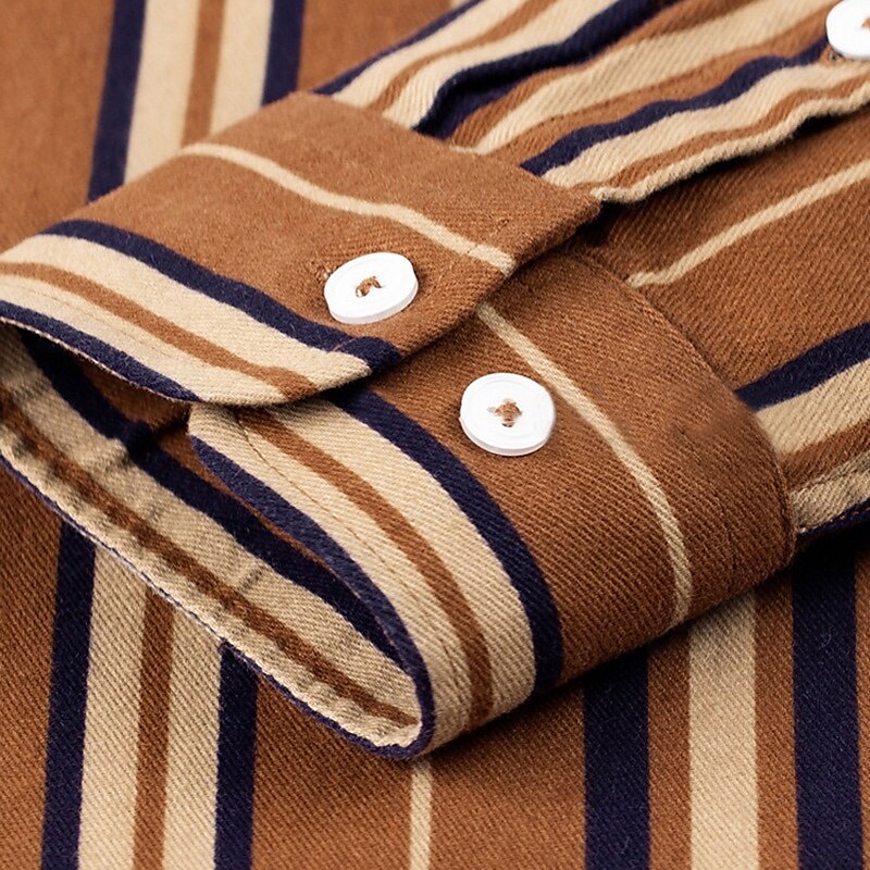 100% Cotton Casual Oxford Stripe Shirt - oukumen