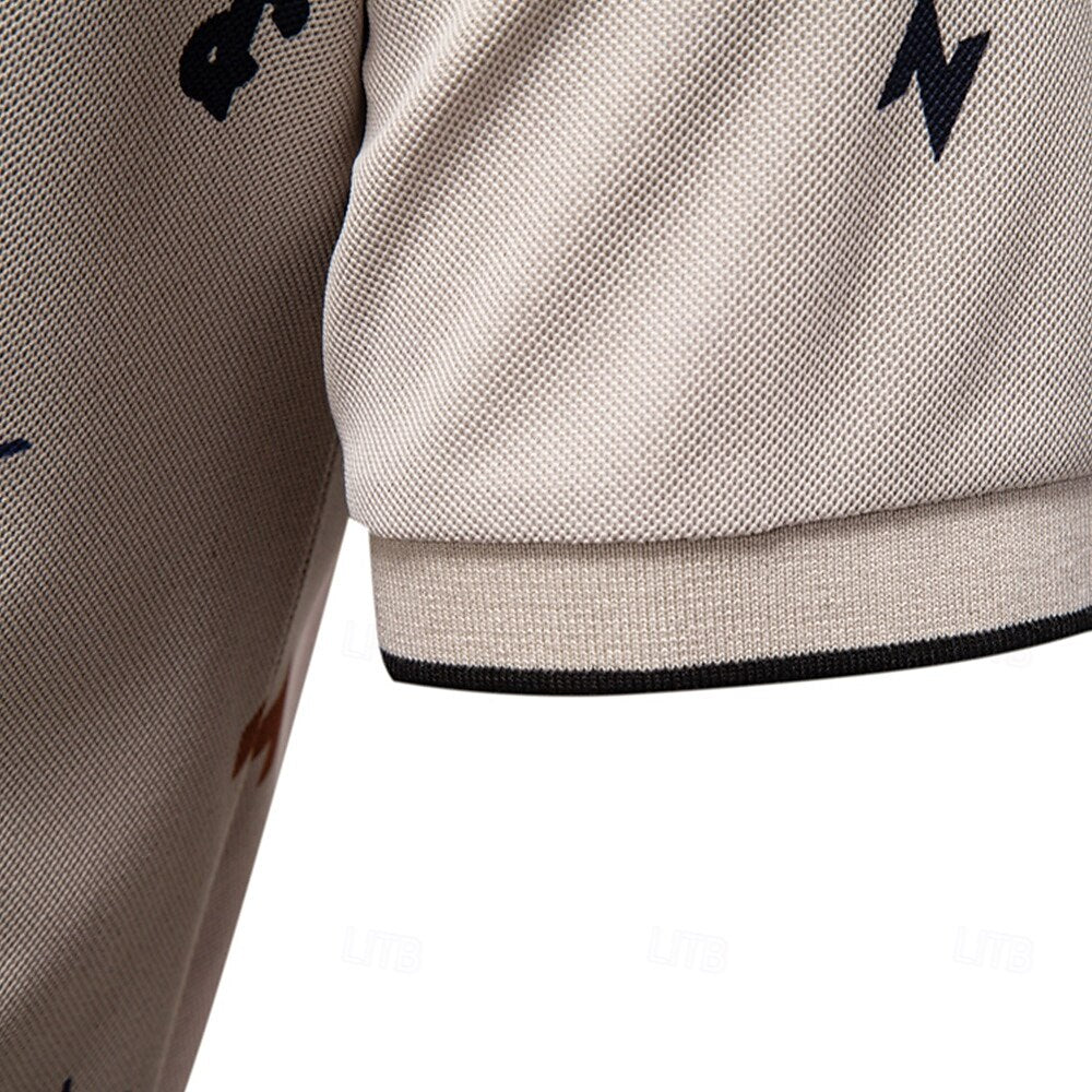 Printed Short-Sleeve Polo - oukumen