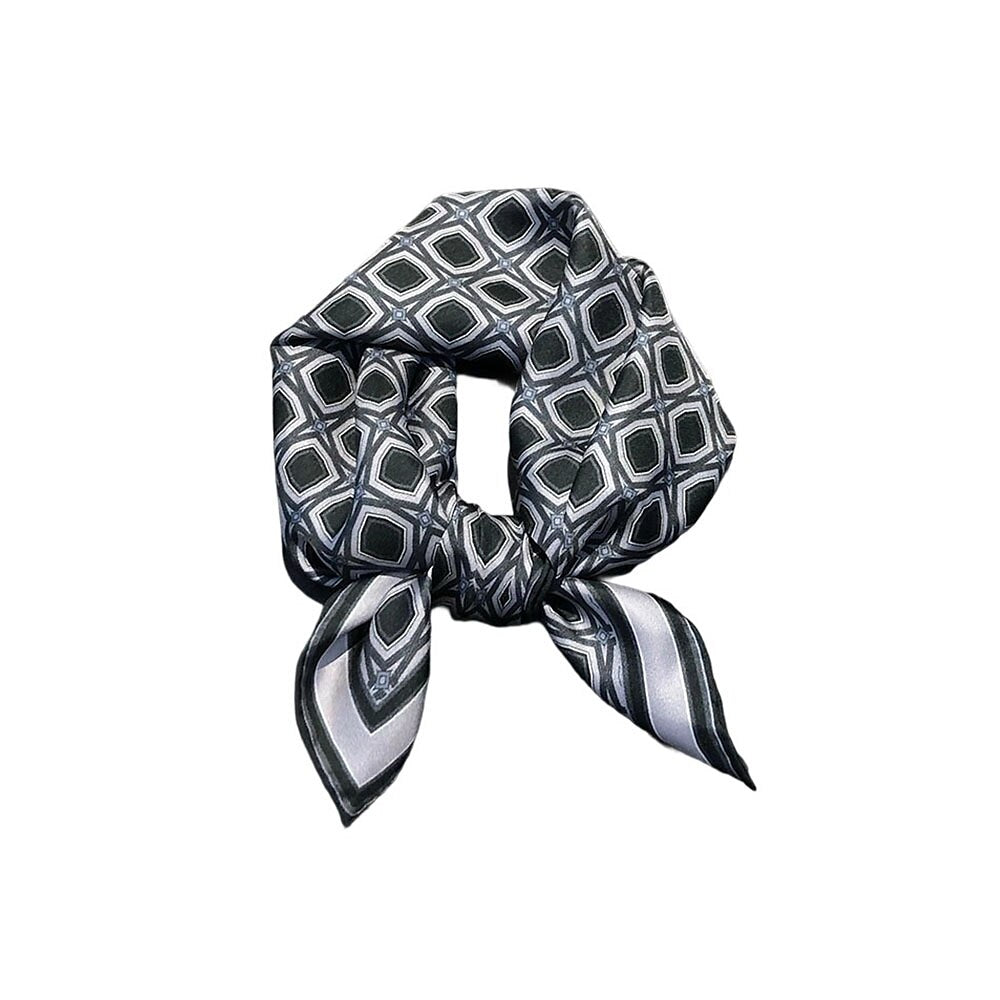 100% Silk Geometry Square Scarf - oukumen