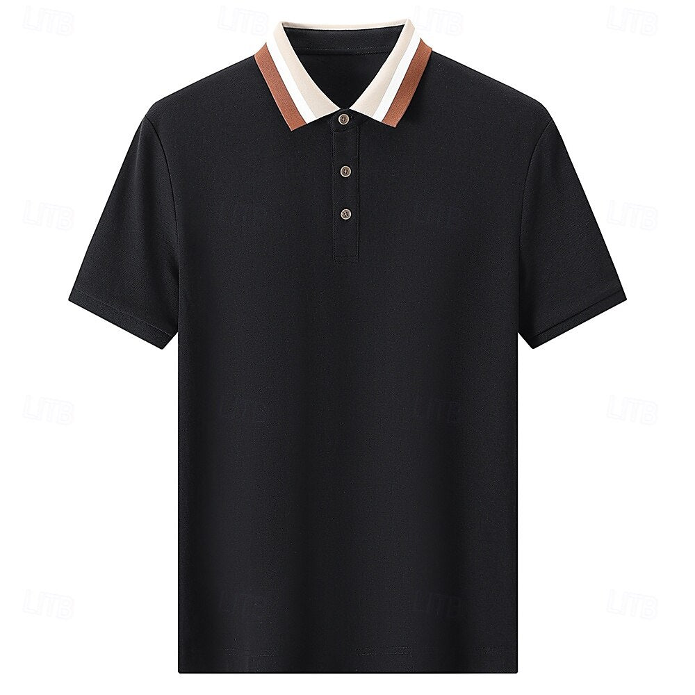 Modern Colorblock Knit Polo Shirt - oukumen