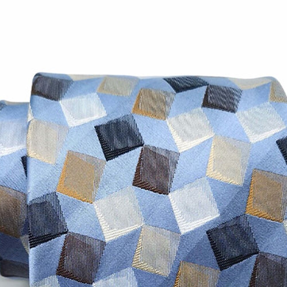 100% Silk Geometric Tie - oukumen