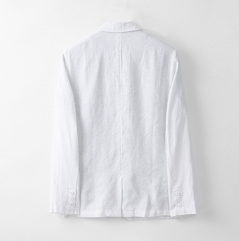 Tailored 100% Linen Blazer - oukumen