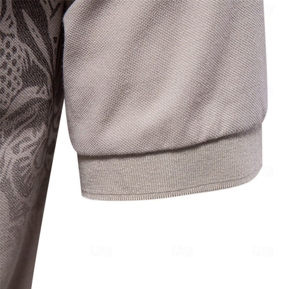 Floral Print Knit Polo Sweater - oukumen