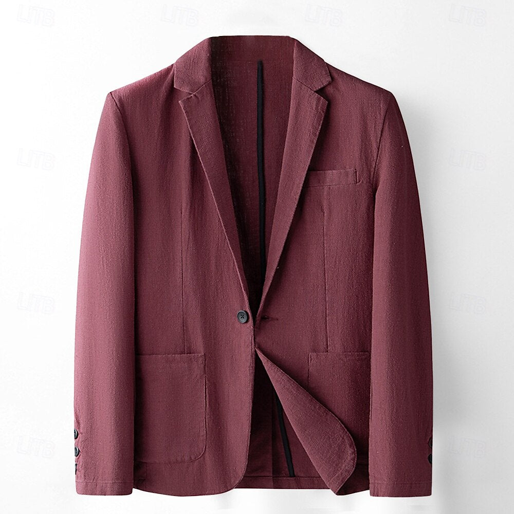 Tailored Linen-Cotton  Blazer - oukumen