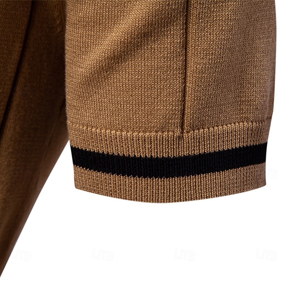 Classic Texture Knit Quarter-Zip Polo - oukumen