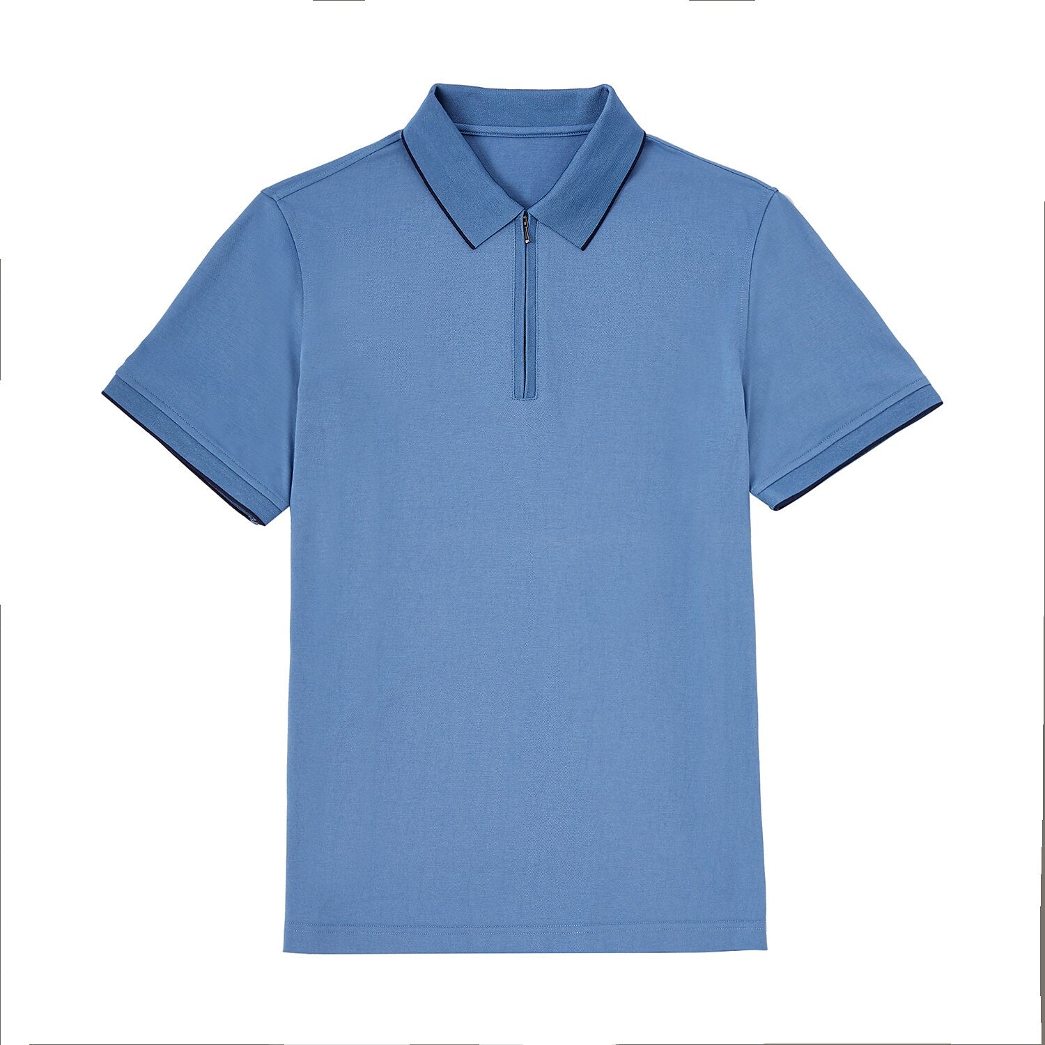 Cotton Silk Color-Block Zipper Polo - oukumen