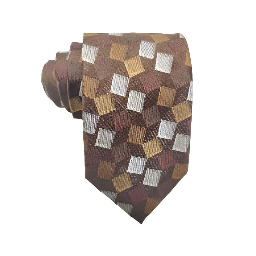 100% Silk Geometric Tie - oukumen