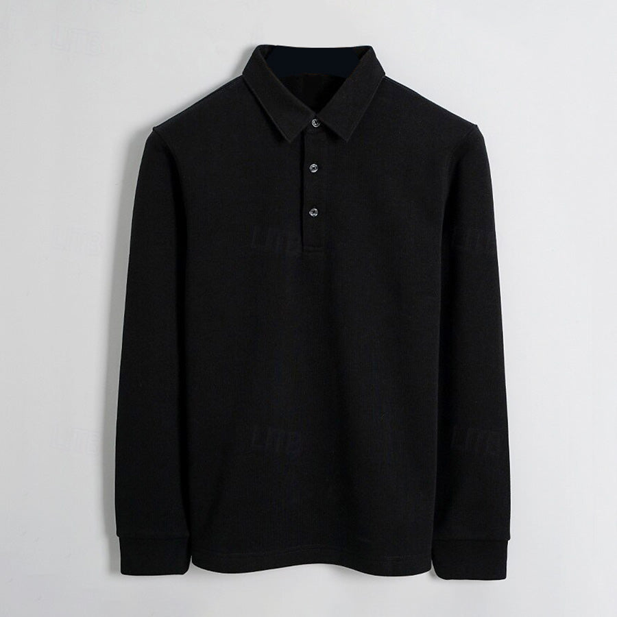 Cotton Long Sleeves Polo Sweatshirt - oukumen