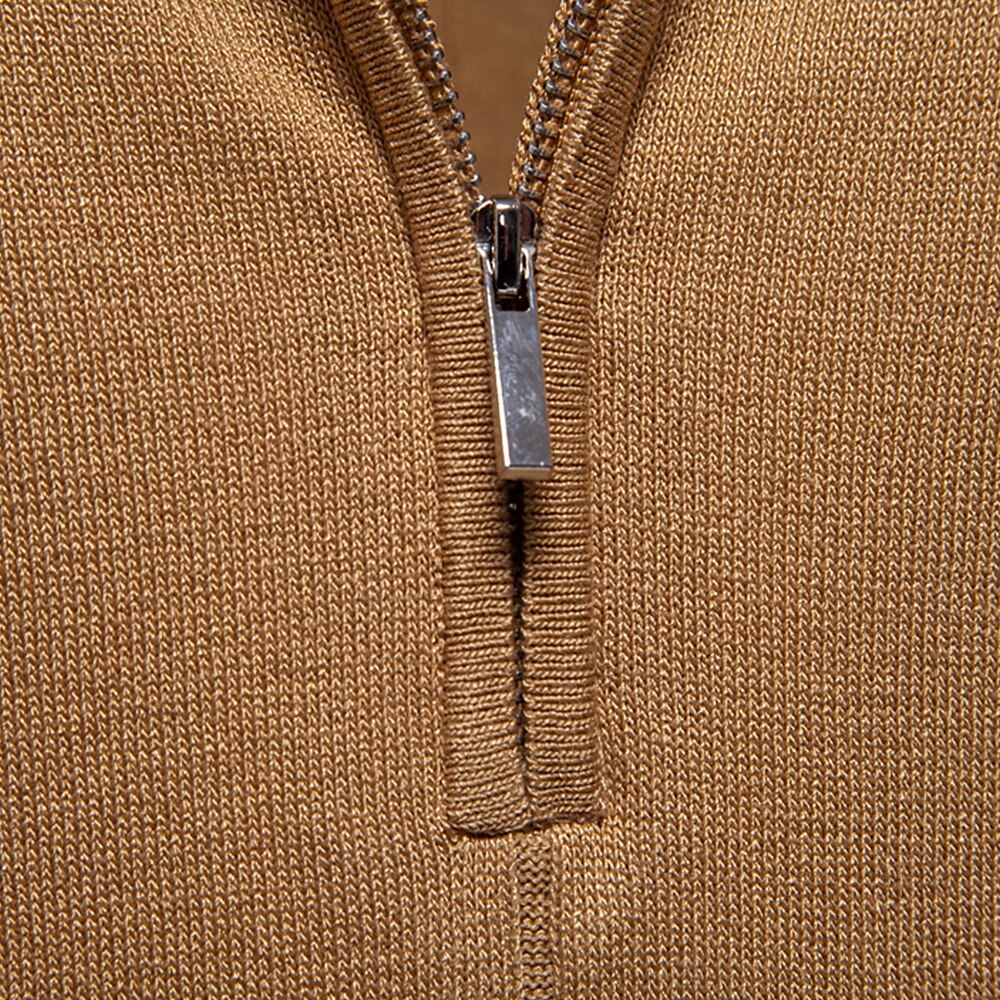Classic Texture Knit Quarter-Zip Polo - oukumen
