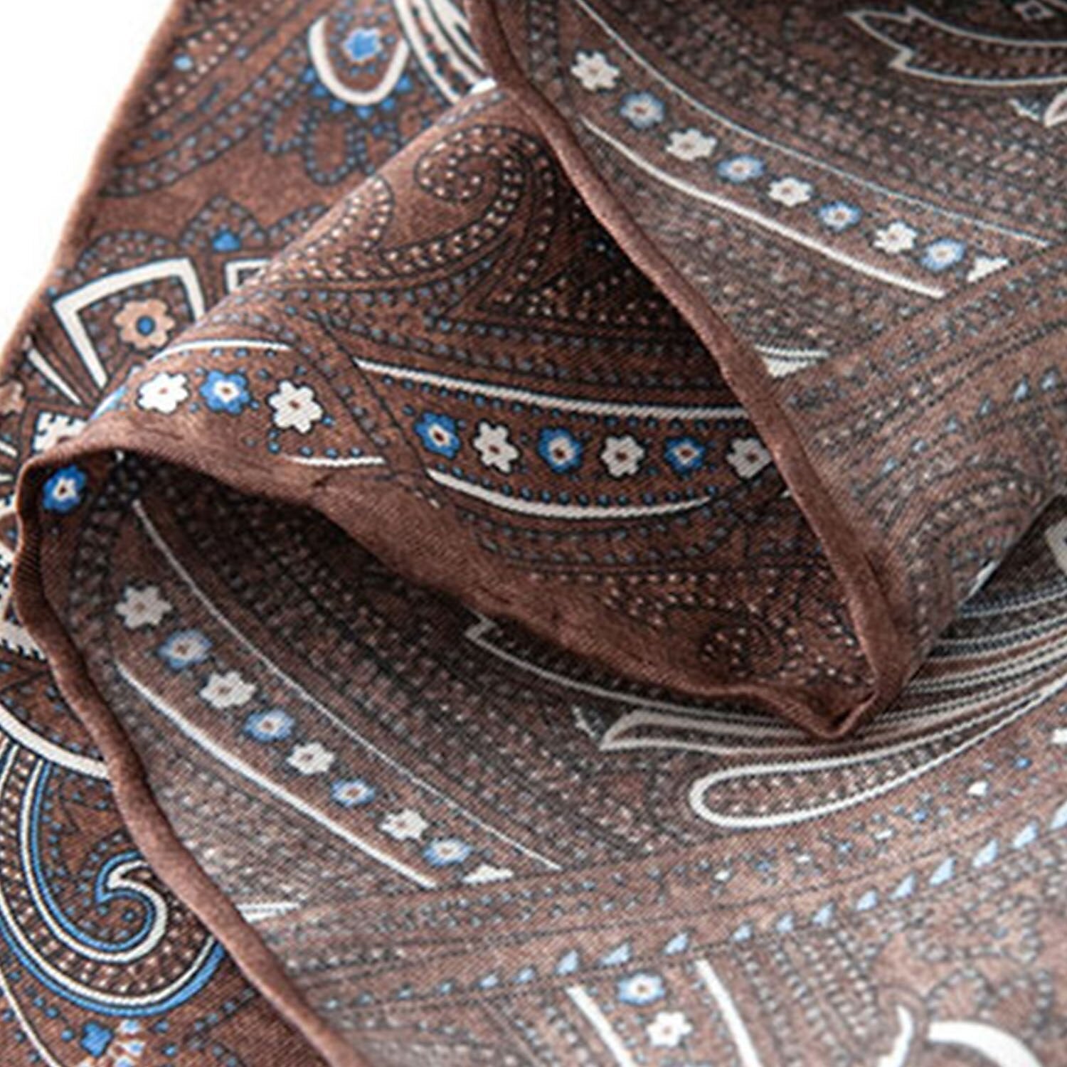 100% Silk Cashew Pattern Square Scarf - oukumen