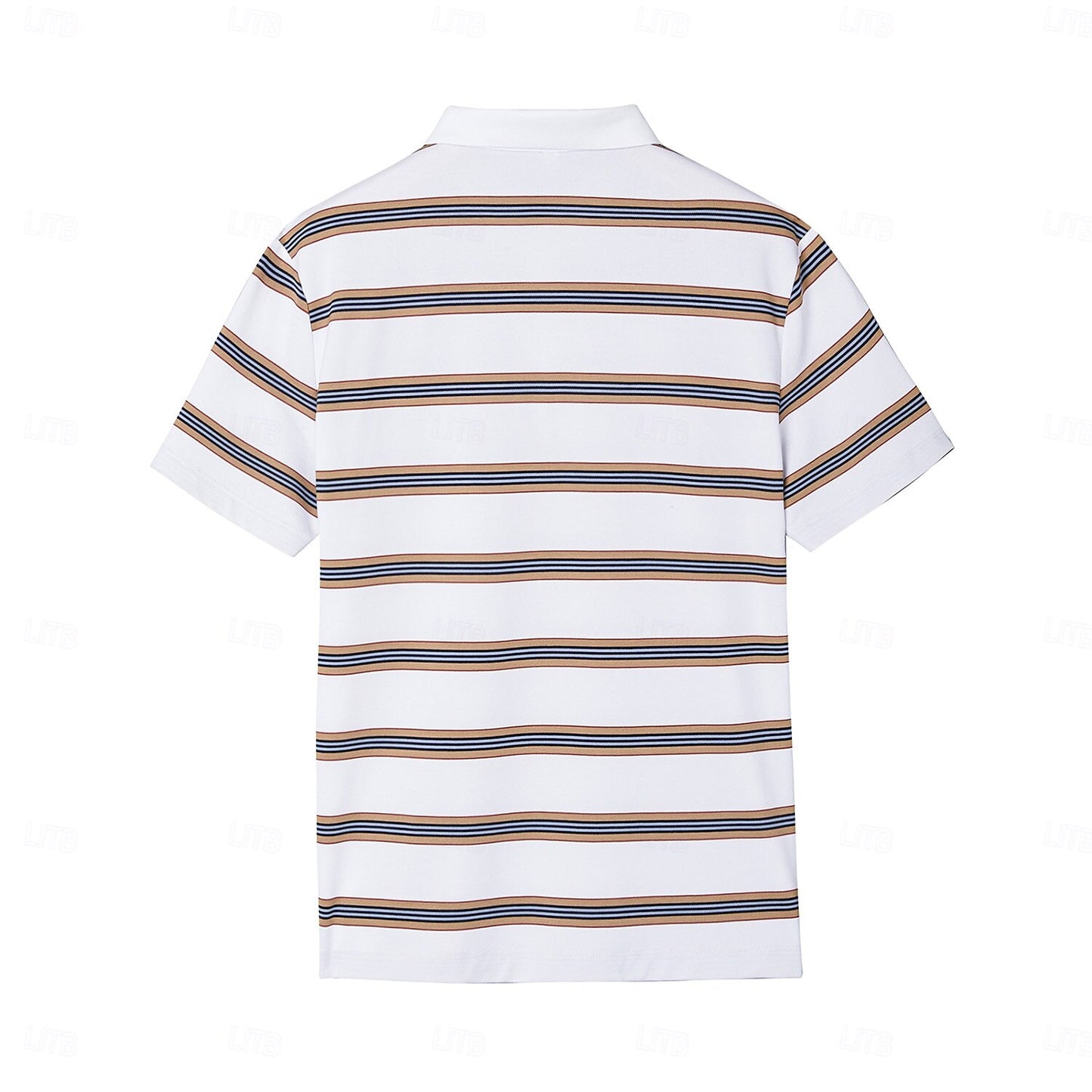 Cotton-Silk Striped Polo - oukumen