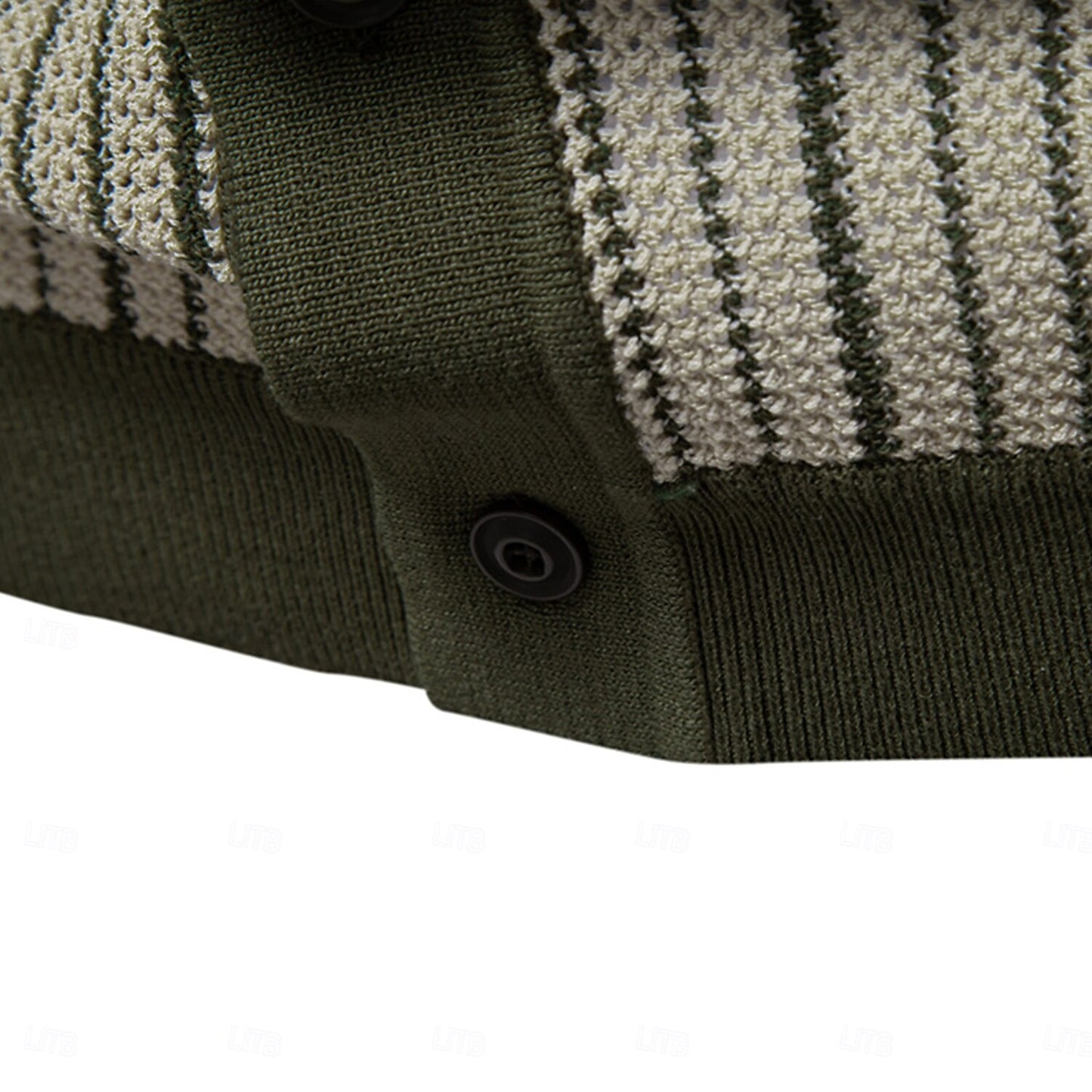 Striped Knit Texture Polo Shirt - oukumen