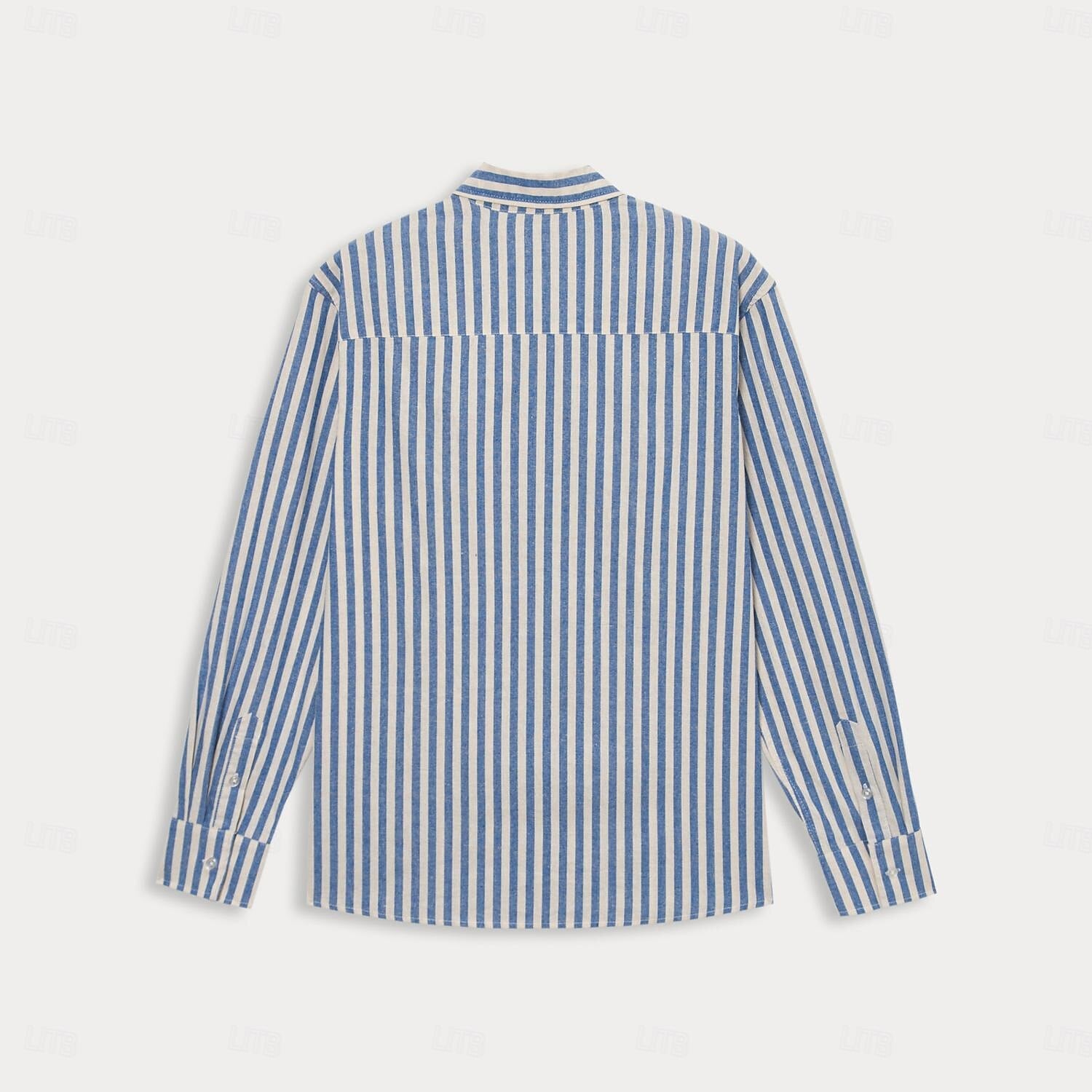 100% Cotton Stripes Lapel Casual Shirt - oukumen