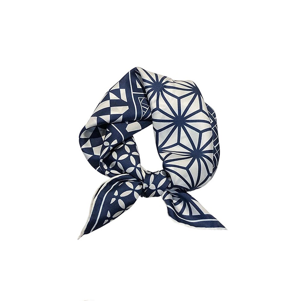 100% Silk Geometry Square Scarf - oukumen