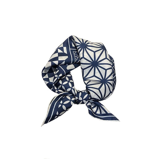 100% Silk Geometry Square Scarf - oukumen