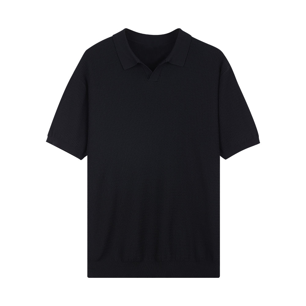 Textured Knit Polo Shirt