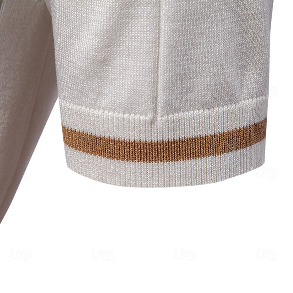Classic Texture Knit Quarter-Zip Polo - oukumen