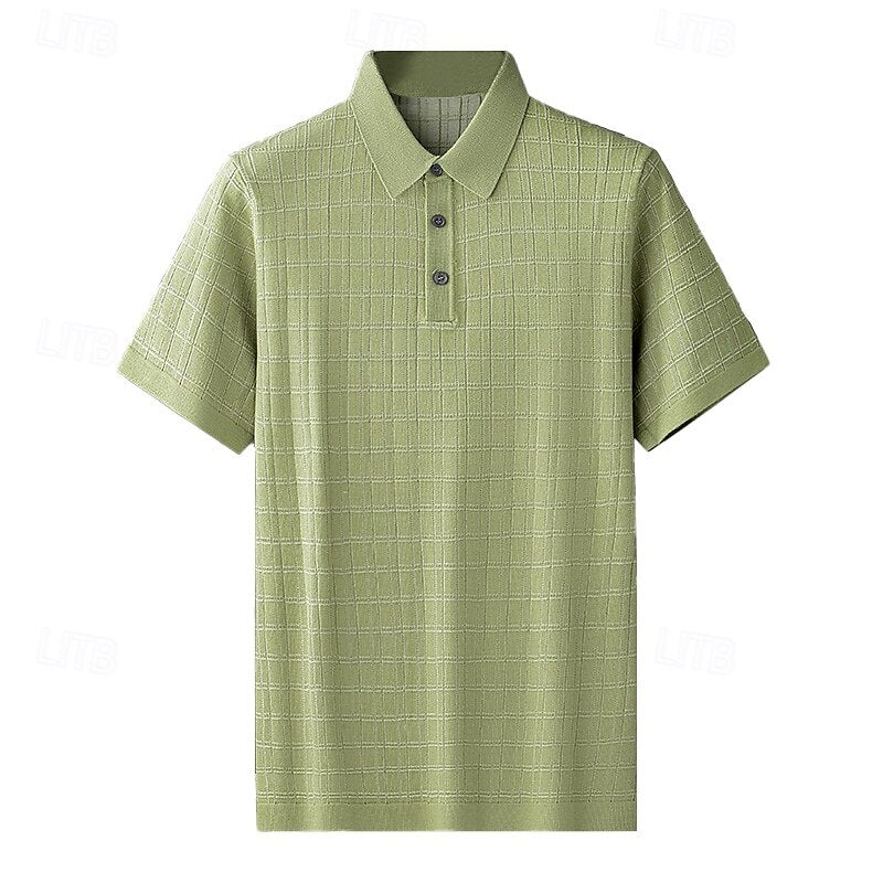 Classic Checkered Knit Polo - oukumen