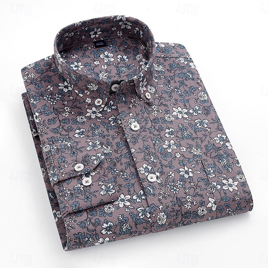 100% Cotton Floral Vine Shirt - oukumen