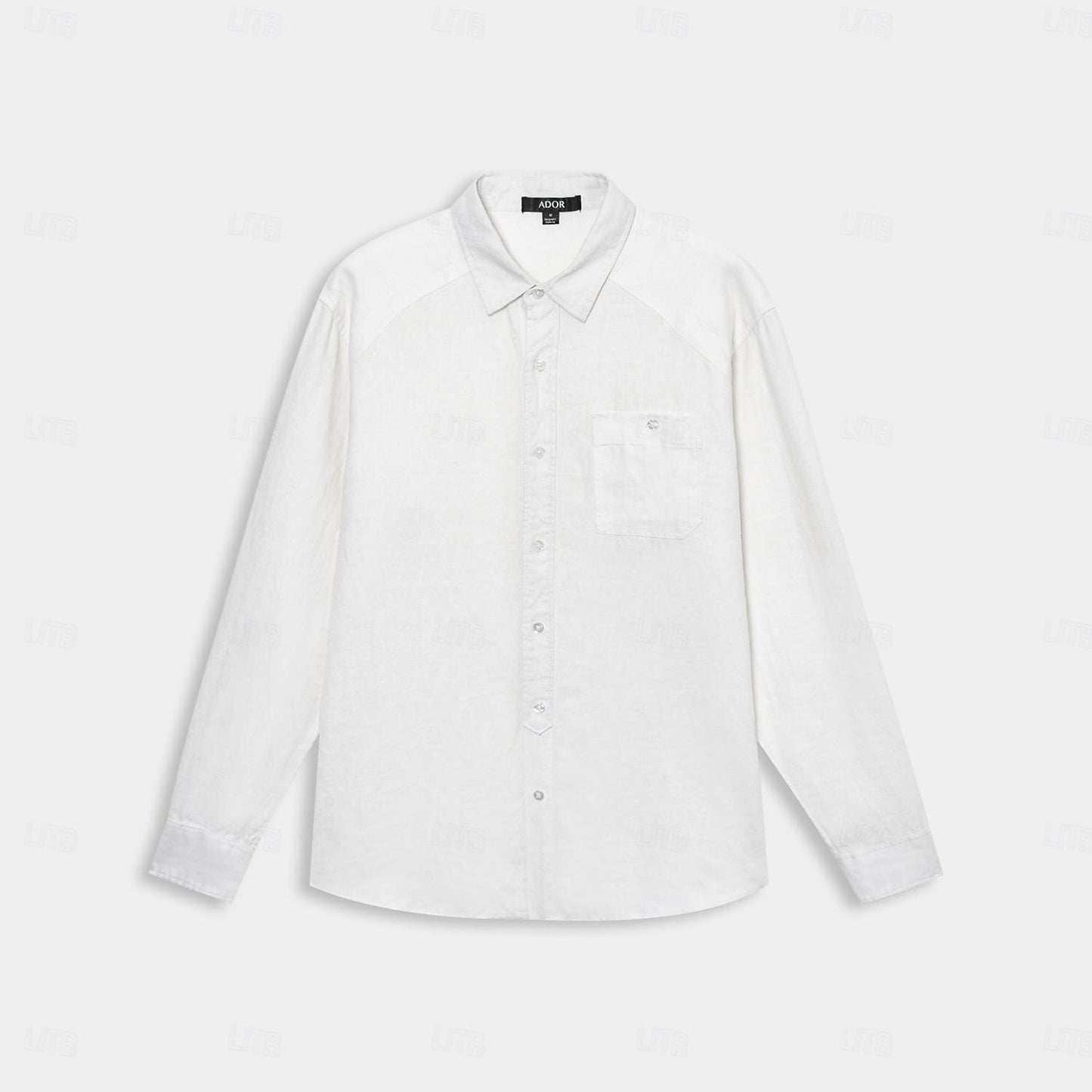 100% Linen Fold-over Collar Casual Shirt - oukumen