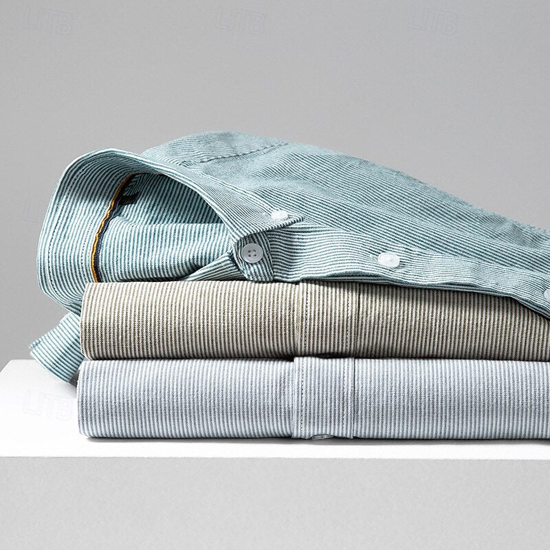100% Cotton Premium Long Sleeve Oxford Shirt - oukumen