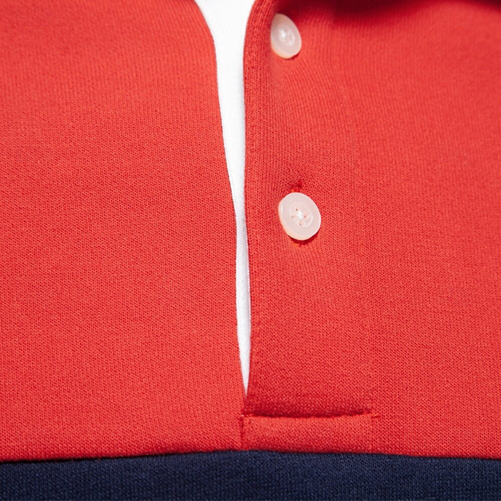Cotton-Blend Colorblock Knit Polo Sweater - oukumen