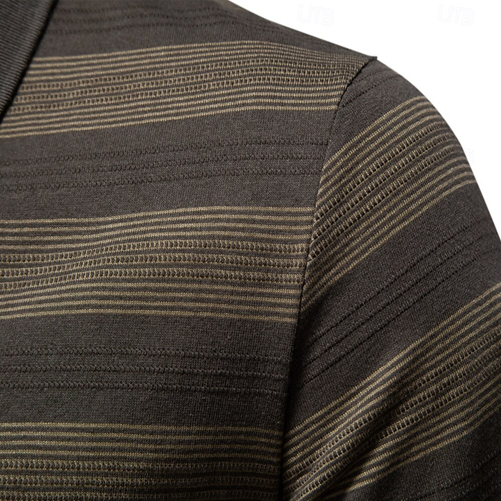 Timeless Striped Cotton-Blend Knit Polo Shirt - oukumen