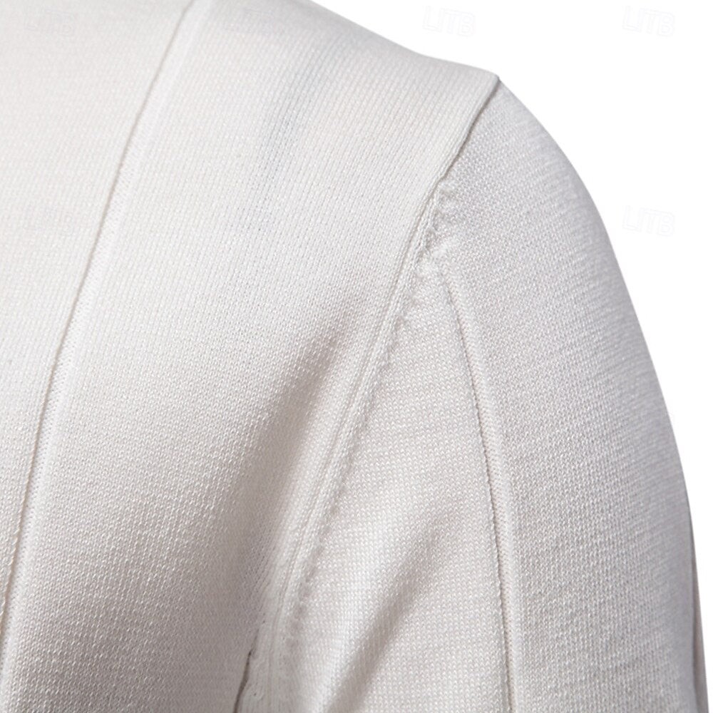 Classic Texture Knit Quarter-Zip Polo - oukumen