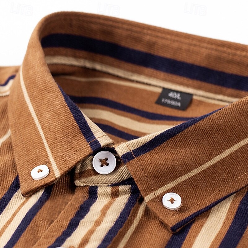 100% Cotton Casual Oxford Stripe Shirt - oukumen