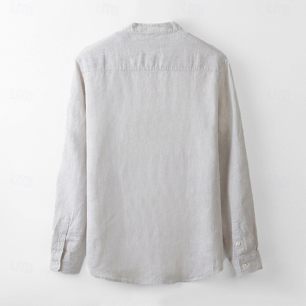 100% Linen Elegant Vacation Shirt - oukumen