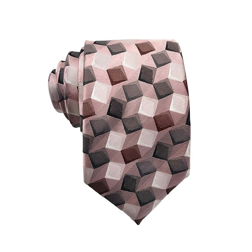 100% Silk Geometric Tie - oukumen