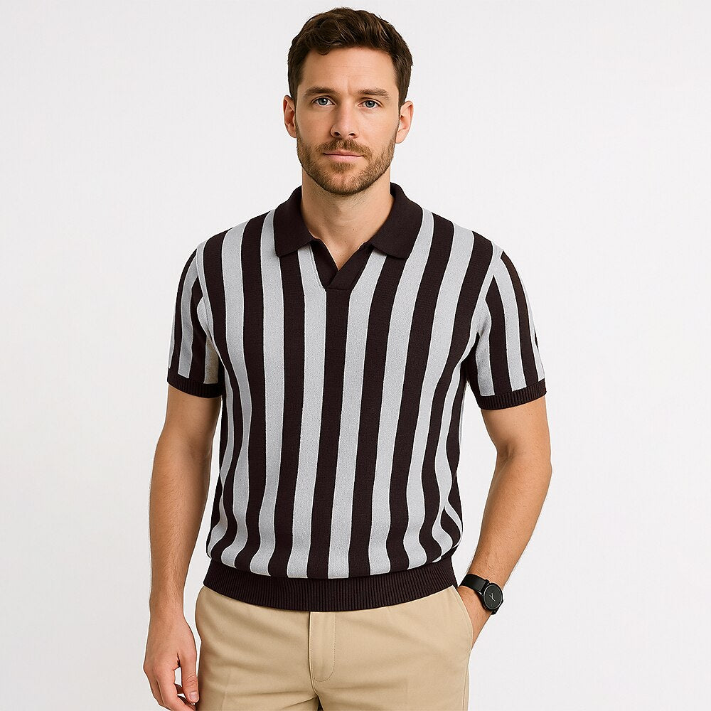 Vertical Striped Polo Shirt