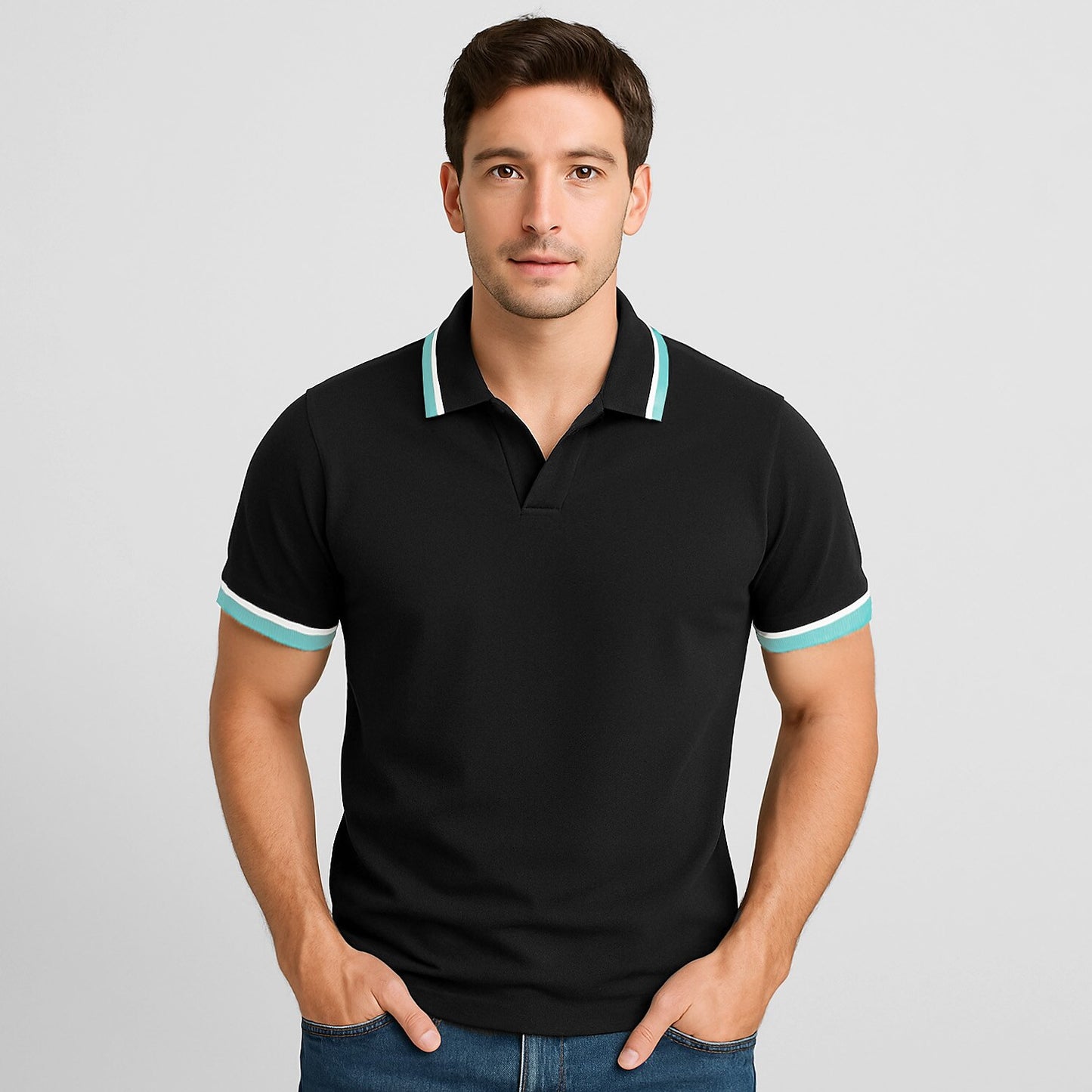 100% Cotton Polo with Contrast Stripe